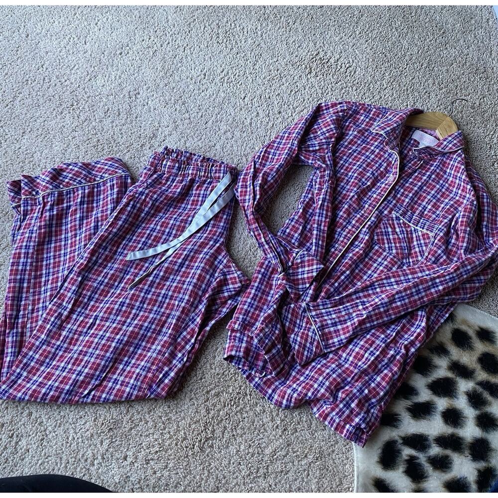 Vintage VICTORIA SECRET Pajama Set Pink/Purple Plaid Sz Small